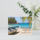Mooie Tropische Beach Weddenschap bewaar de datum Uitnodiging Briefkaart (Staand voorkant)