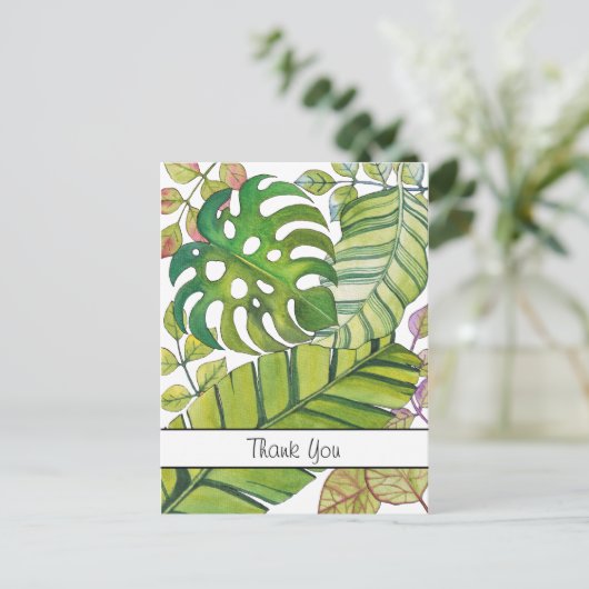 Mooie tropische bladeren in waterverf. briefkaart (Staand voorkant)