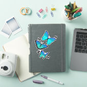 Mooie tropische blauwe vlinders in vlucht sticker (iPad Cover)