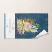 Mooie tropische bloemen op batikblauw aangepast handdoek (Handdoek)