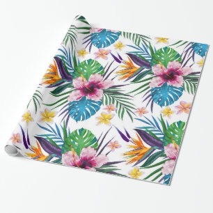 Mooie tropische bloemenverfwaterverven cadeaupapier