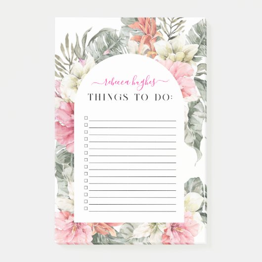 Mooie Tropische Bloemige Groene Planten | Monogram Post-it® Notes (Voorkant)