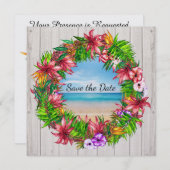 Mooie Tropische Bloemige Strand Trouw Uitnodiging (Voorkant / Achterkant)