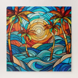 Mooie Tropische gebrandschilderd glas kunst puzzel