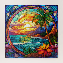 Mooie Tropische gebrandschilderd glas kunst puzzel