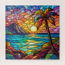 Mooie Tropische gebrandschilderd glas kunst puzzel