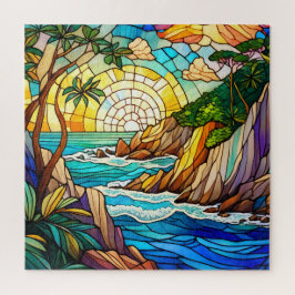 Mooie Tropische gebrandschilderd glas kunst puzzel