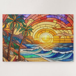 Mooie Tropische gebrandschilderd glas kunst puzzel