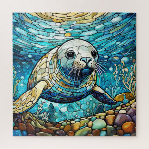 Mooie Tropische gebrandschilderd glas kunst puzzel