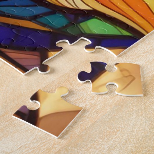 Mooie Tropische gebrandschilderd glas kunst puzzel Legpuzzel (Zijkant)