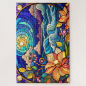 Mooie Tropische gebrandschilderd glas kunst puzzel Legpuzzel (Verticaal)