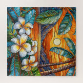 Mooie Tropische gebrandschilderd glas kunst puzzel Legpuzzel (Horizontaal)