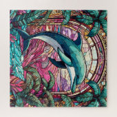 Mooie Tropische gebrandschilderd glas kunst puzzel Legpuzzel (Horizontaal)