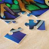 Mooie Tropische gebrandschilderd glas kunst puzzel Legpuzzel (Zijkant)