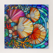 Mooie Tropische gebrandschilderd glas kunst puzzel Legpuzzel (Horizontaal)