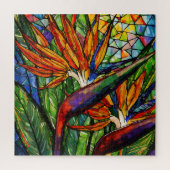 Mooie Tropische gebrandschilderd glas kunst puzzel Legpuzzel (Verticaal)