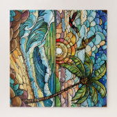 Mooie Tropische gebrandschilderd glas kunst puzzel Legpuzzel (Horizontaal)