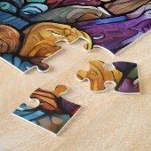 Mooie Tropische gebrandschilderd glas kunst puzzel Legpuzzel (Zijkant)