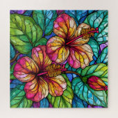 Mooie Tropische gebrandschilderd glas kunst puzzel Legpuzzel (Horizontaal)