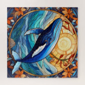 Mooie Tropische gebrandschilderd glas kunst puzzel Legpuzzel (Horizontaal)