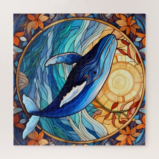 Mooie Tropische gebrandschilderd glas kunst puzzel Legpuzzel (Horizontaal)