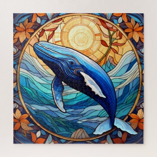 Mooie Tropische gebrandschilderd glas kunst puzzel Legpuzzel (Verticaal)