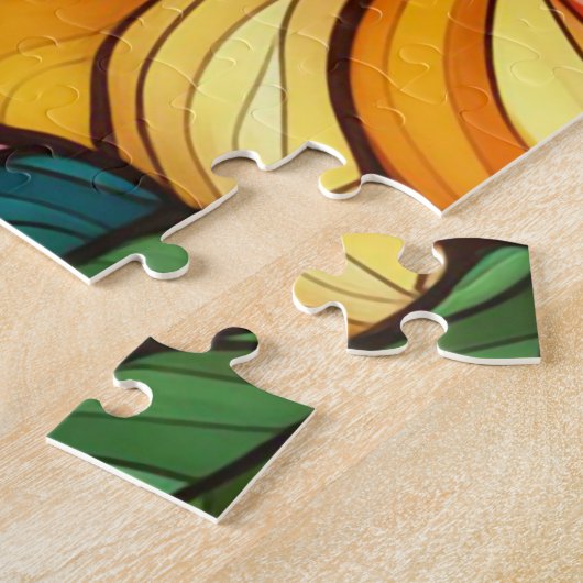 Mooie Tropische gebrandschilderd glas kunst puzzel Legpuzzel (Zijkant)