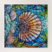 Mooie Tropische gebrandschilderd glas kunst puzzel Legpuzzel (Horizontaal)