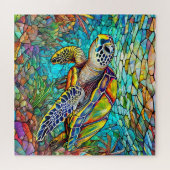 Mooie Tropische gebrandschilderd glas kunst puzzel Legpuzzel (Horizontaal)