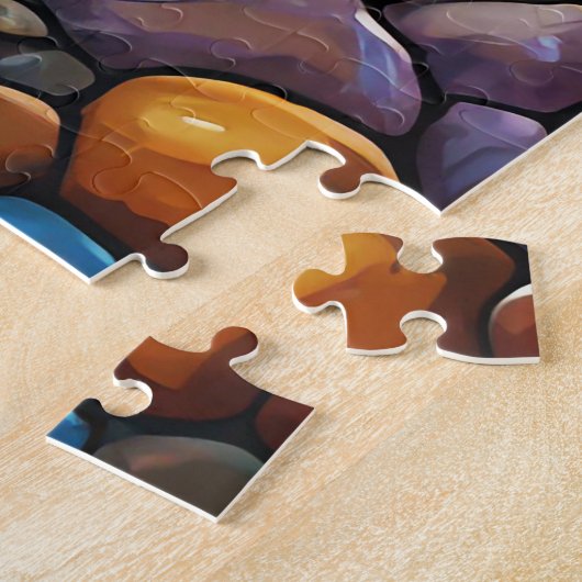 Mooie Tropische gebrandschilderd glas kunst puzzel Legpuzzel (Zijkant)