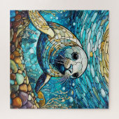 Mooie Tropische gebrandschilderd glas kunst puzzel Legpuzzel (Horizontaal)