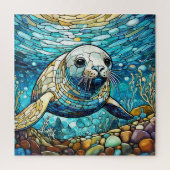 Mooie Tropische gebrandschilderd glas kunst puzzel Legpuzzel (Verticaal)