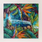 Mooie Tropische gebrandschilderd glas kunst puzzel Legpuzzel (Horizontaal)