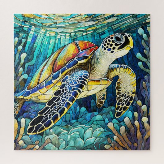 Mooie Tropische gebrandschilderd glas kunst puzzel Legpuzzel (Verticaal)