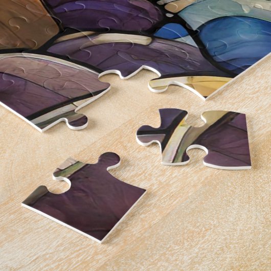 Mooie Tropische gebrandschilderd glas kunst puzzel Legpuzzel (Zijkant)