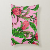 Mooie, Tropische Groene Bladeren met Rode Bloemen  Accent Kussen (Voorkant(Verticaal))