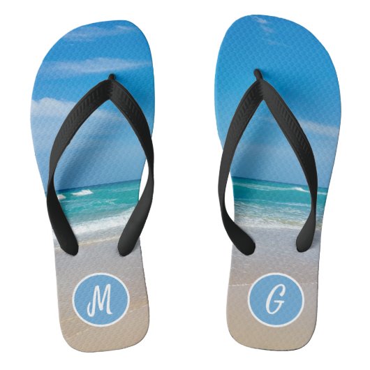 Mooie tropische kever en zand monogram teenslippers (Voetbed)