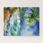 Mooie Tropische kust waterverf puzzel Legpuzzel (Horizontaal)