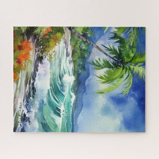 Mooie Tropische kust waterverf puzzel Legpuzzel (Horizontaal)