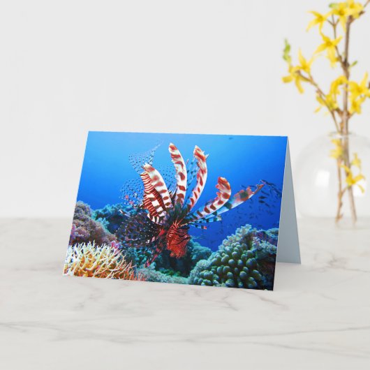 Mooie Tropische Lionfish Kaart (Gele Bloem)