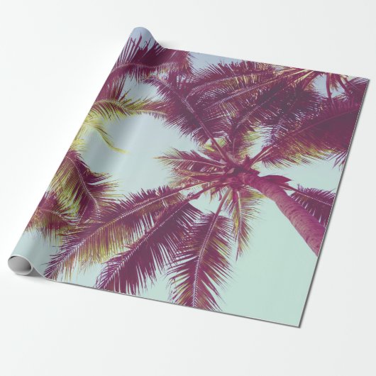 Mooie tropische palmboom rond de zee ocea cadeaupapier (Uitgerold)