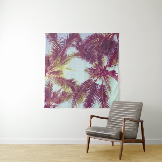 Mooie tropische palmboom rond de zee ocea wandkleed (In situ)