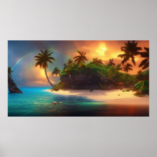 Mooie tropische regenboog op het eiland South Paci Poster