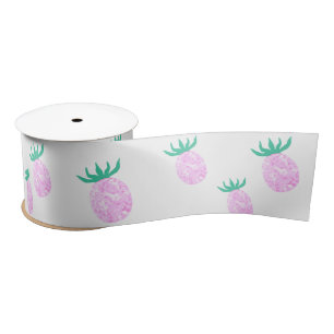 Mooie Tropische Roze Ananas Patroon Satijnen Lint