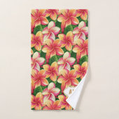 Mooie Tropische Roze Bloemen en Monogram Bad Handdoek (Handdoek)