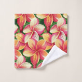 Mooie tropische roze bloemen op Forest Green Bad Handdoek (Wasdoekje)