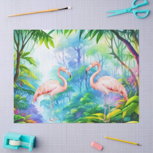 Mooie tropische roze flamingo's decoupage tissuepapier (Craft)