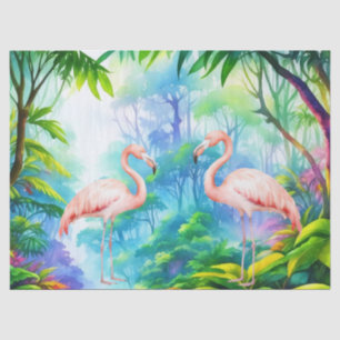 Mooie tropische roze flamingo's decoupage tissuepapier