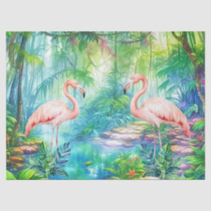 Mooie tropische roze flamingo's decoupage tissuepapier