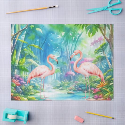 Mooie tropische roze flamingo's decoupage tissuepapier (Craft)